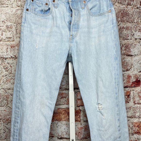 Levis Womenʻs 501 S Skinny White Wash Jeans Small - Picture 5 of 12